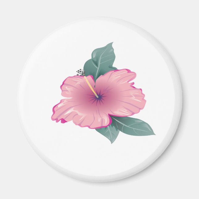 Blommar av blomblad med grönt löv magnet (Framsidan)