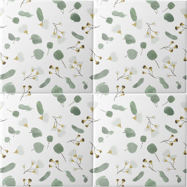 Blommar av dollargummi i Silver i eukalyptus Green Kakelplatta