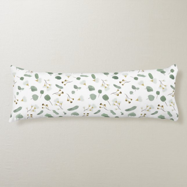 Blommar av dollargummi i Silver i eukalyptus Green Kroppskudde (Framsidan)