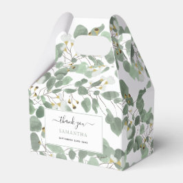 Blommar av dollargummi i Silver i eukalyptus Green Presentaskar