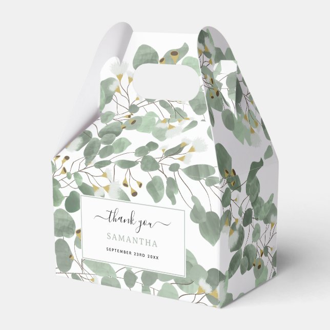 Blommar av dollargummi i Silver i eukalyptus Green Presentaskar (Framsidan Sidan)