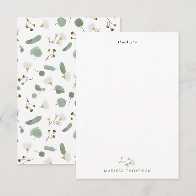 Blommar av dollargummi i Silver i eukalyptus Green Tack Kort (Fram/baksida)