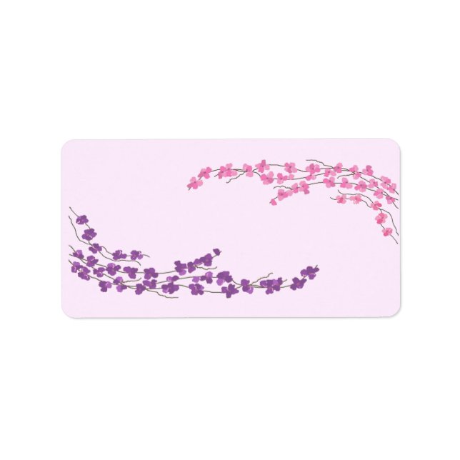 Blommar av elegantens Rosa och Lila Adressetikett (Framsidan)