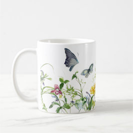 Blommar av fjärilar och blommor kaffemugg