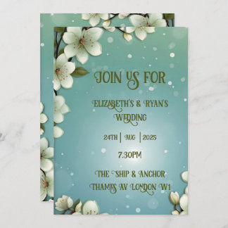 Blommar av gigantiska körsbär med miniatyrdiagram inbjudningar