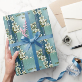 Blommar av gigantiska körsbär med miniatyrdiagram presentpapper