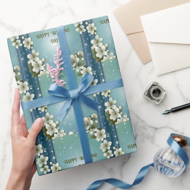 Blommar av gigantiska körsbär med miniatyrdiagram presentpapper (Gifting)