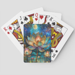 Blommar av glasaktigt Lotus i månljuset Casinokort