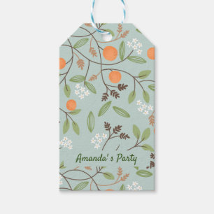 Blommar av grönt Citrus och Orange Presentetikett