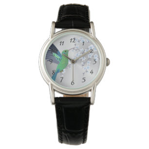 Blommar av Grönt Hummingbird Cherry Armbandsur
