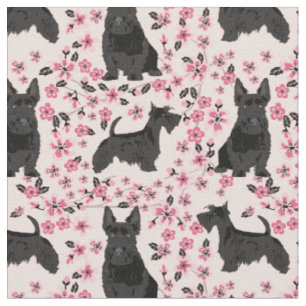 blommar av hund med körsbär rosa blommigt tyg