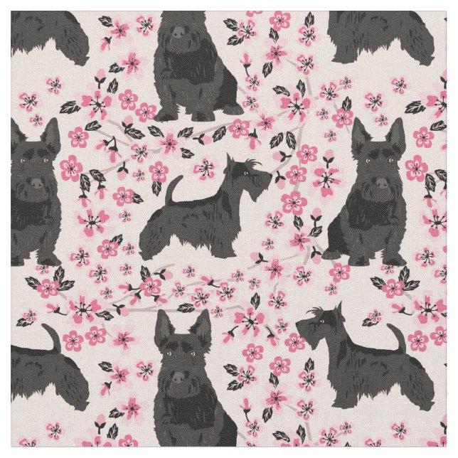 blommar av hund med körsbär rosa blommigt tyg (Närbild)