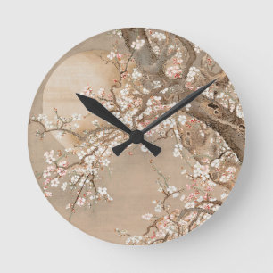 Blommar av japanskt plommon i moonlight av Sō Shiz Rund Klocka