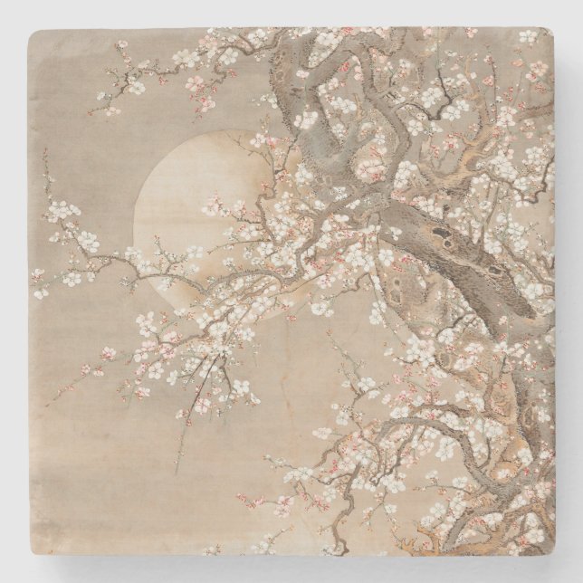 Blommar av japanskt plommon i moonlight av Sō Shiz Stenunderlägg (Framsidan)