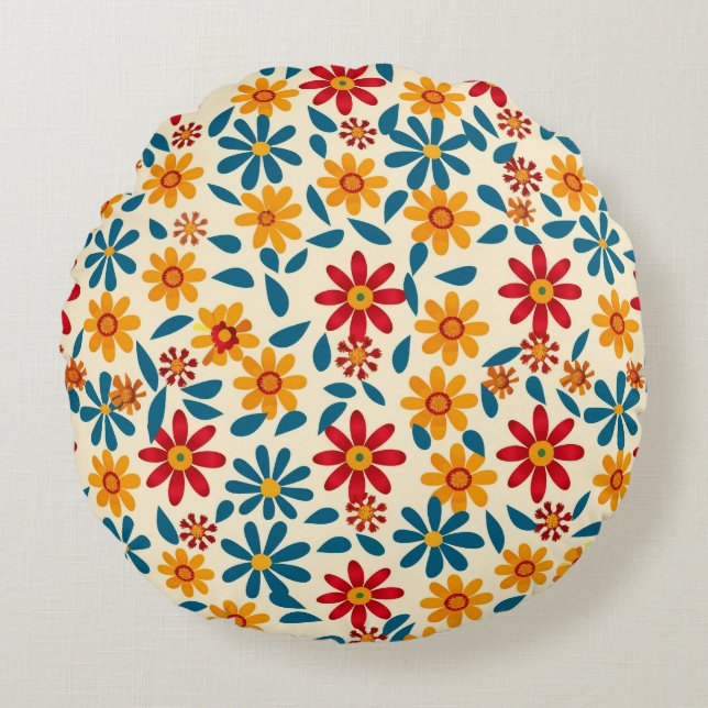 Blommar av Joy Round Pillow Rund Kudde (Framsidan)