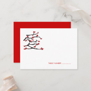 Blommar av kinesiska Ai Kärlek Cherry Red Sakura B Placeringskort