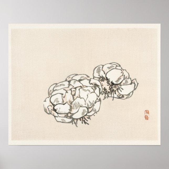 Blommar av Kōno Bairei (1844-1895) Poster (Framsidan)