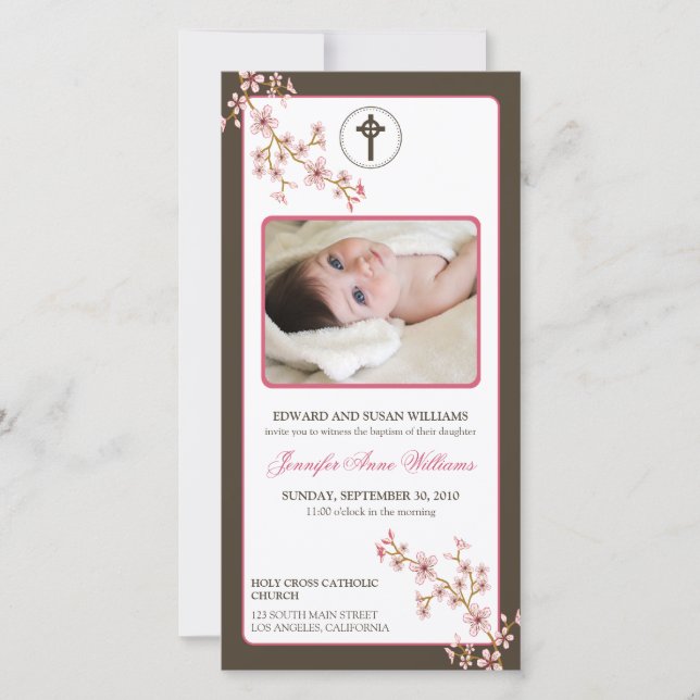 Blommar av körsbär, Baptism-meddelande (rosa) (Framsida)