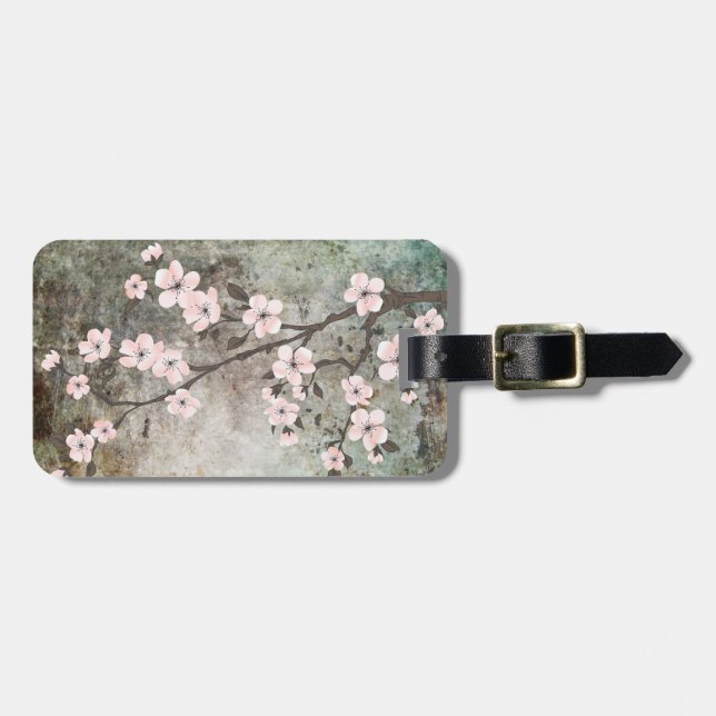 Blommar av körsbär från Grunge struktur Bagagebricka (Horisontell Framsida)