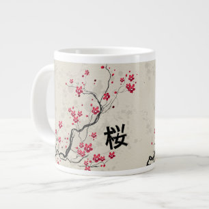 Blommar av körsbär i Oriental Stil Jumbo Mugg
