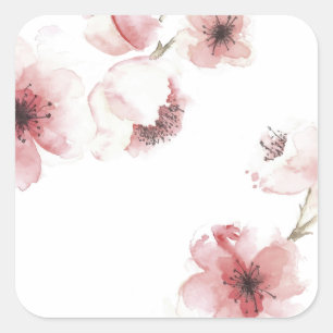 Blommar av körsbär med enkel Elegant Sticker Fyrkantigt Klistermärke