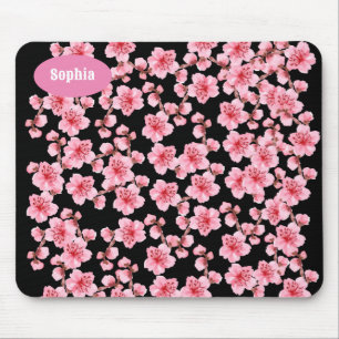 blommar av körsbär med kawaii rosa musmatta