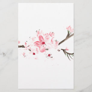 Blommar av körsbär, vattenfärg brevpapper