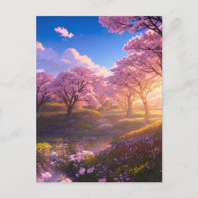 Blommar av körsbär vykort (Framsida)