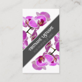 blommar av orkidé rosa elegant grått diagonal visitkort