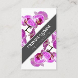 blommar av orkidé rosa elegant grått diagonal visitkort