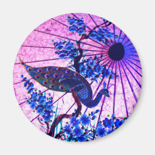 Blommar av peacock oriental parasol japanese cherr magnet