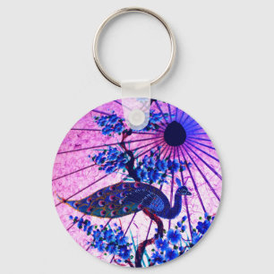Blommar av peacock oriental parasol japanese cherr nyckelring