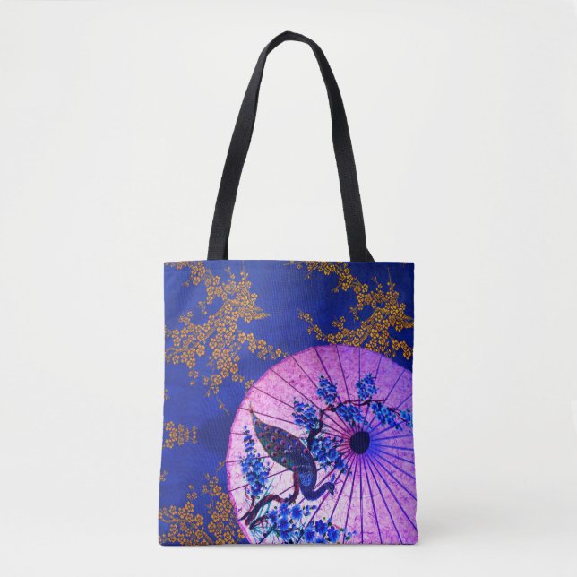 Blommar av peacock oriental parasol japanese cherr tygkasse (Framsida)