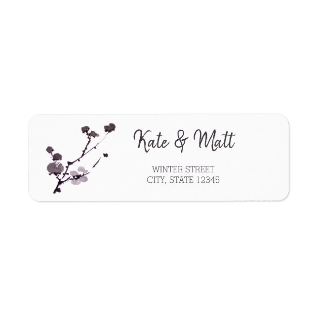 blommar av plommon returadress etikett (Framsidan)