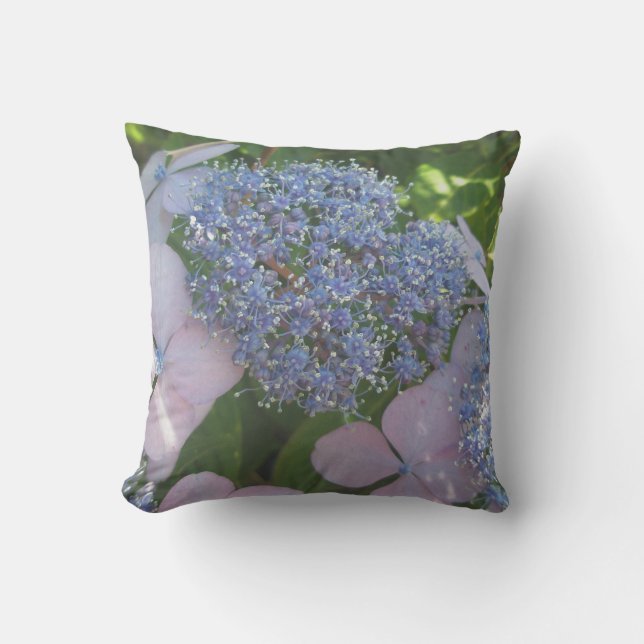 Blommar av rosa och blå Snöre-kapap Hydrangea - Pi Kudde (Framsida)