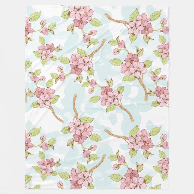 Blommar av Sakura/Cherry Fleecefilt (Framsidan)