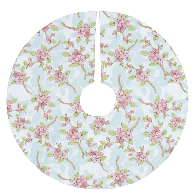 Blommar av Sakura/Cherry Julgransmatta Borstad Polyester (Framsidan)