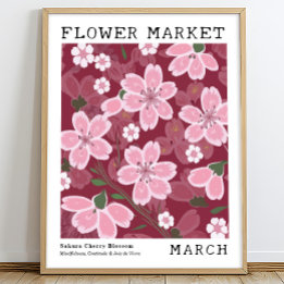 Blommar av Sakura Cherry mars Flower Market Poster