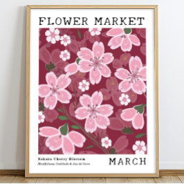 Blommar av Sakura Cherry mars Flower Market Poster