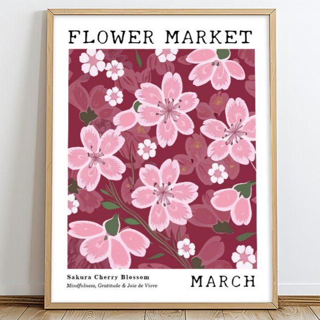 Blommar av Sakura Cherry mars Flower Market Poster (Skapare uppladdad)