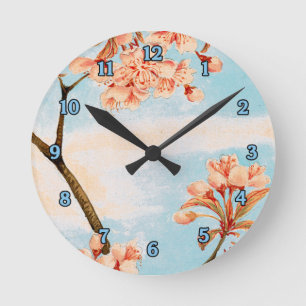Blommar av Sakura Cherry Wall Clock Rund Klocka