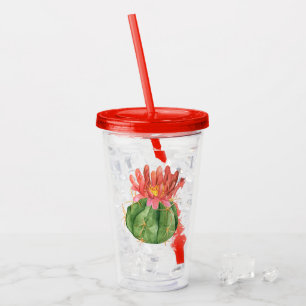 Blommar av vattenfärgsfärgaktus för Orange  Take Away Mugg