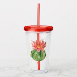 Blommar av vattenfärgsfärgaktus för Orange Take Away Mugg