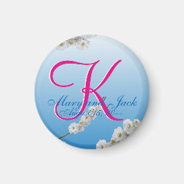 Blommar av vita körsbär 3d Monogram Magnet
