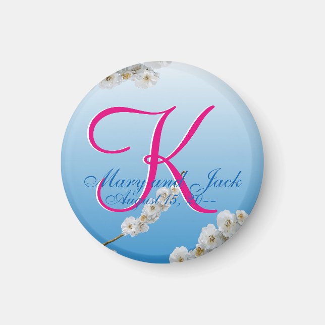 Blommar av vita körsbär 3d Monogram Magnet (Framsidan)