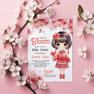 Blommar Baby Shower för Sakura Japanska Cherry Inbjudningar