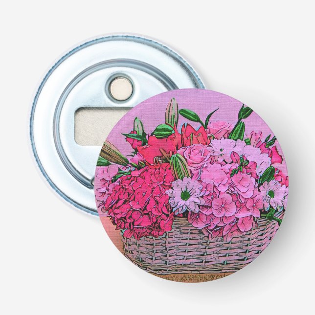 Blommar basketmålning flasköppnare (Framsidan)