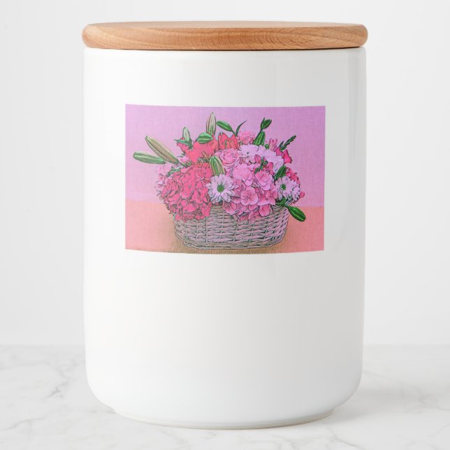 Blommar basketmålning mat etiketter (Framsida)