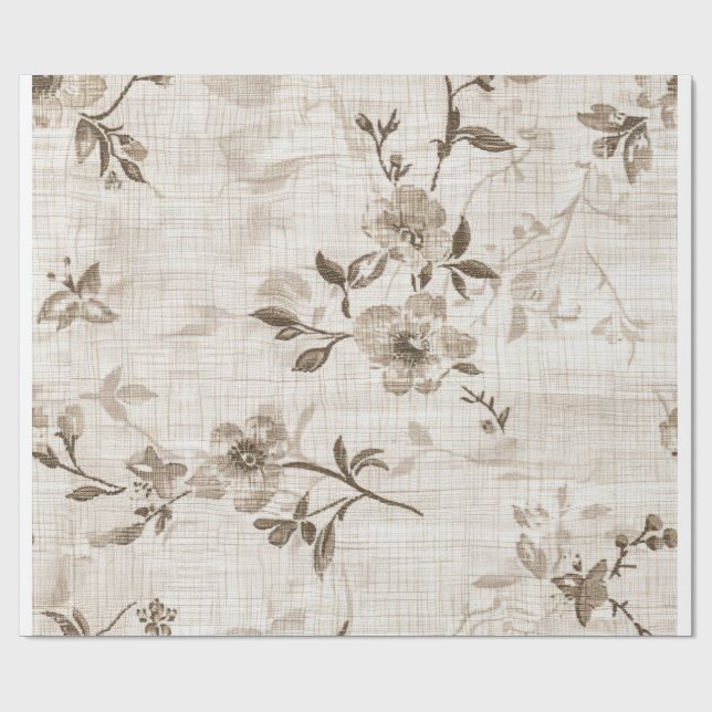Blommar Beige Gift Wrap Presentpapper (Platt)