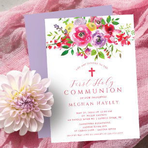 Blommar Blessings First Communion Inbjudningar